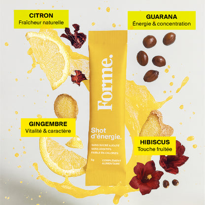 Shots d’énergie au GUARANA – Citron, Gingembre